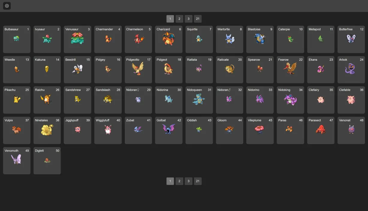 Pokedex – lista pokemonów z paginacją