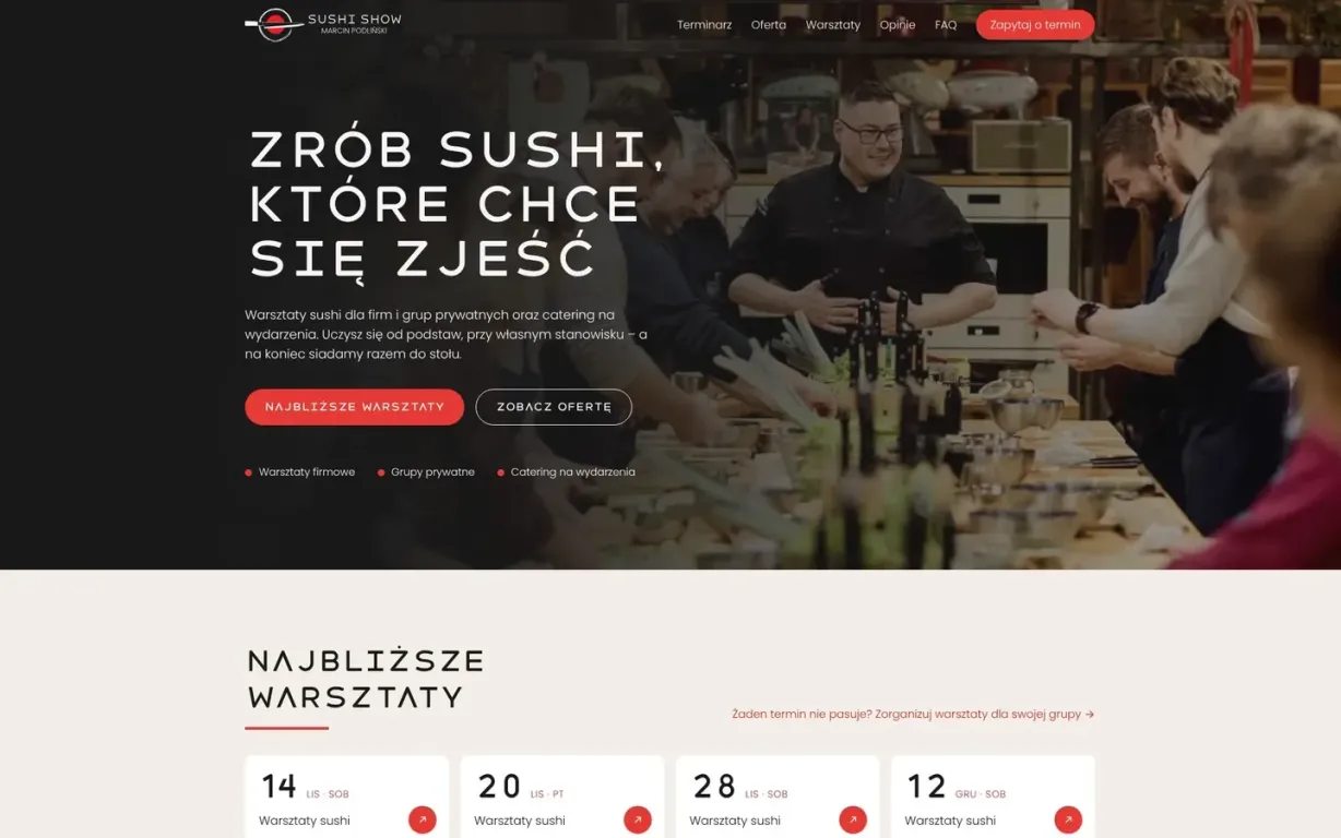 Sushi Show – pierwszy ekran strony