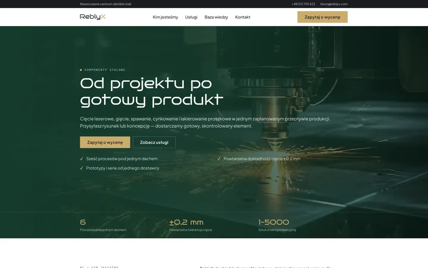 Nowa strona ReblyX na Gutenbergu – pierwszy ekran