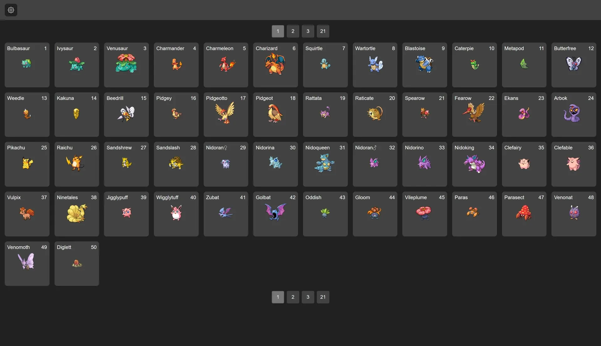 Lista pokemonów z paginacją