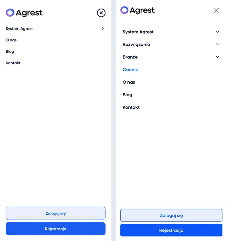 The phone menu – before the change on the left, after on the right