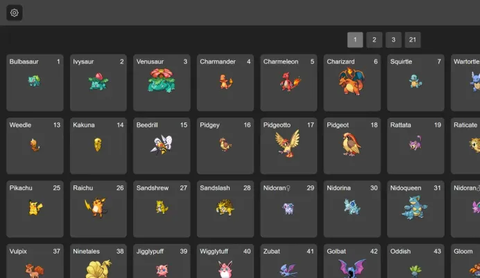 Strona Pokedex