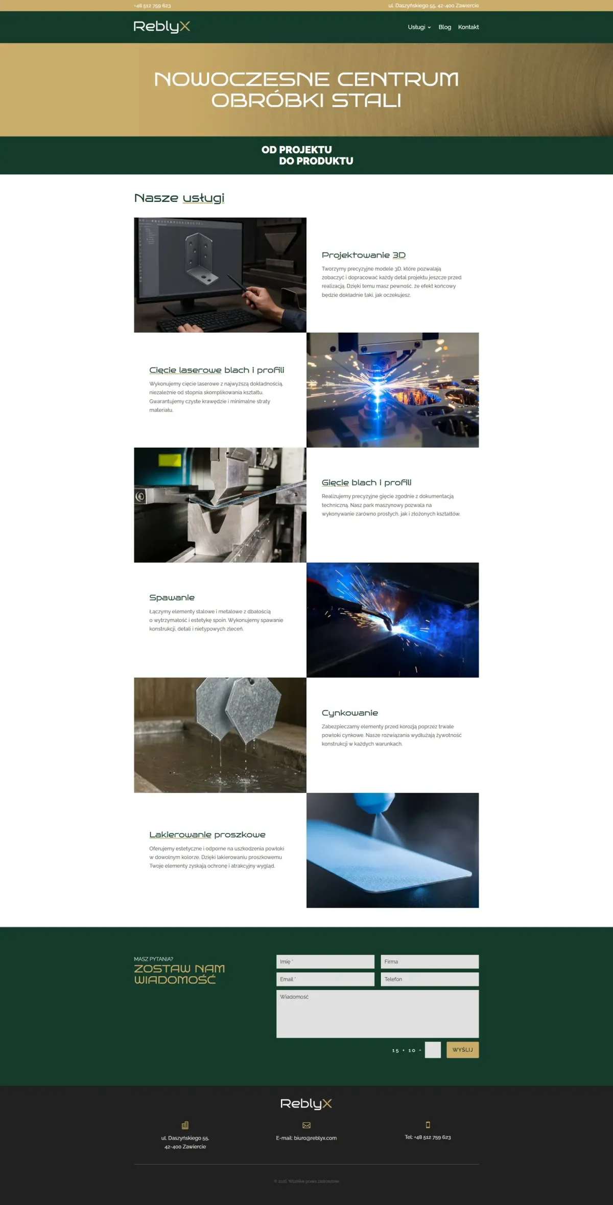 The old ReblyX website – the whole home page