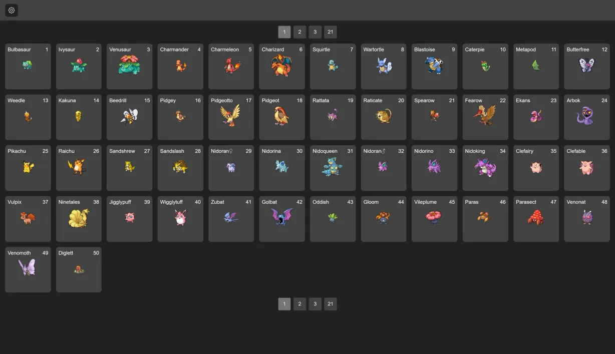 Pokedex – lista pokemonów z paginacją