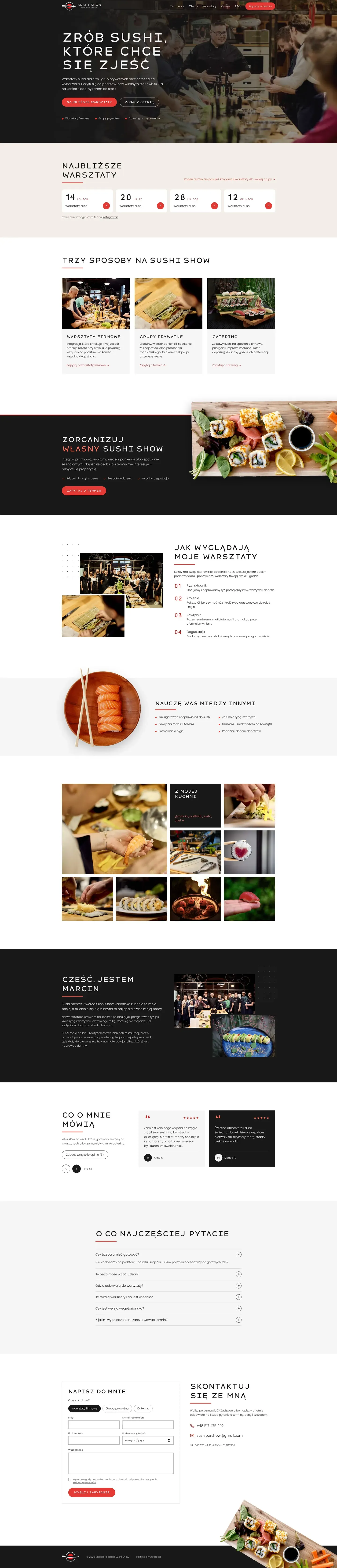 Sushi Show – cała strona na komputerze