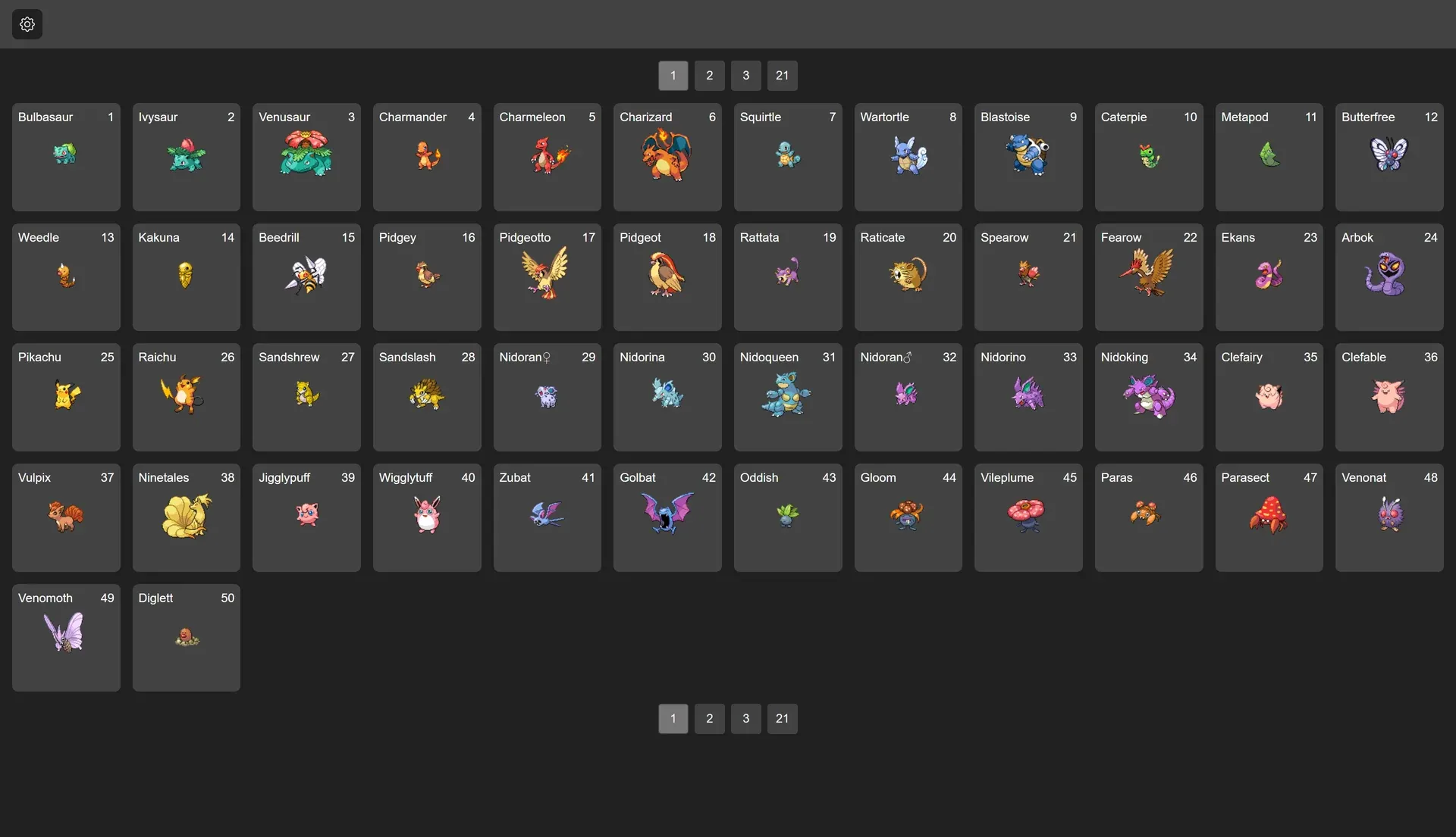 Lista pokemonów z paginacją