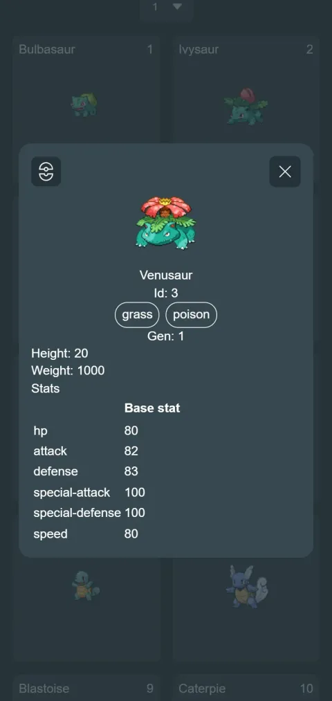 Pokedex na telefonie – karta pokemona